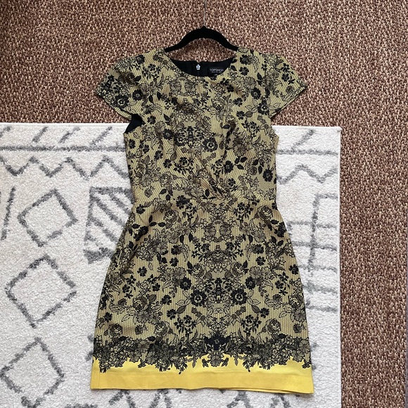 TopShop Yellow Lace Placement Twist Dress - Picture 4 of 11